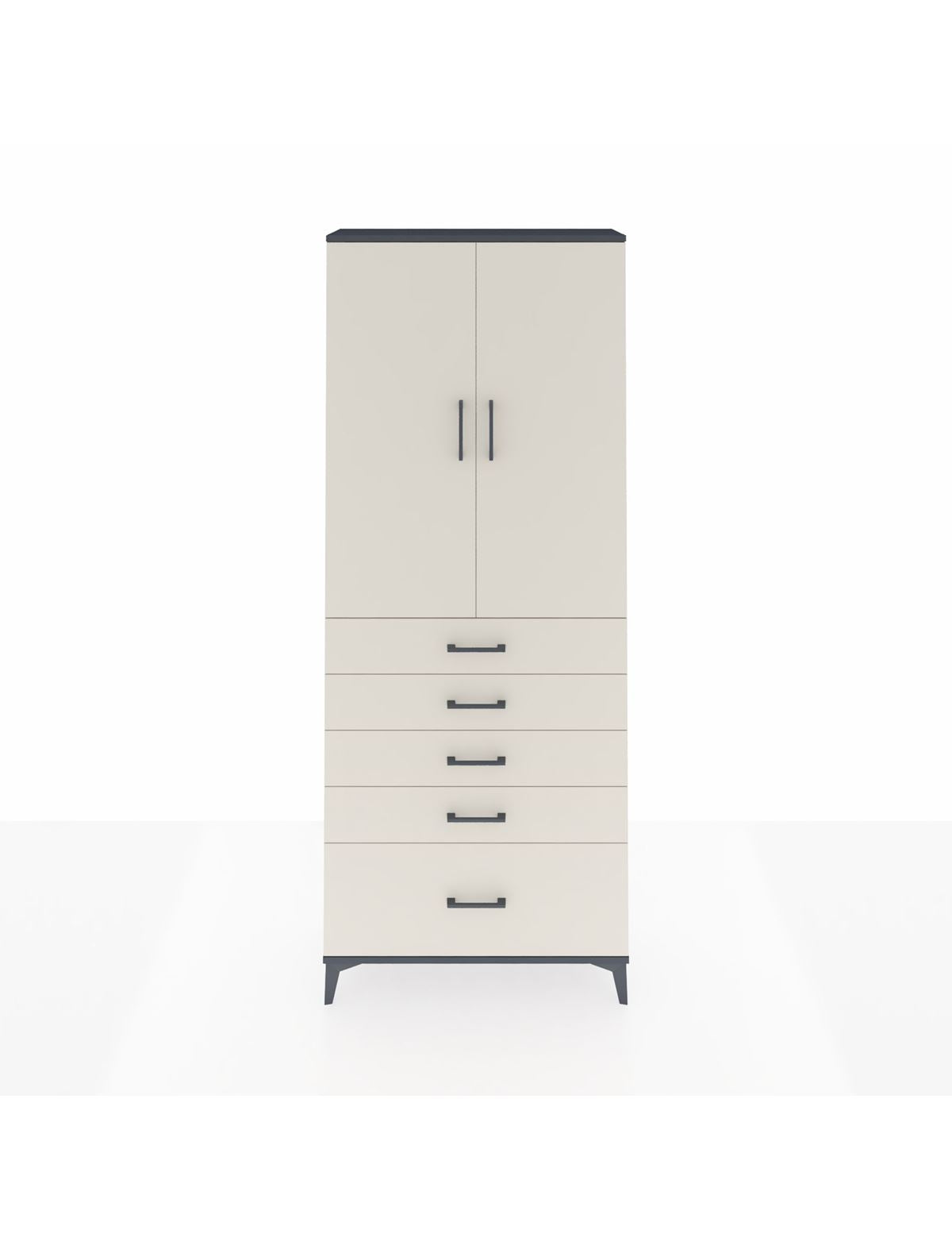 Arges Dolap 2 Raflı 5 Çekmeceli 2 Kapaklı 88x30x221 Antrasit-Aytaşı