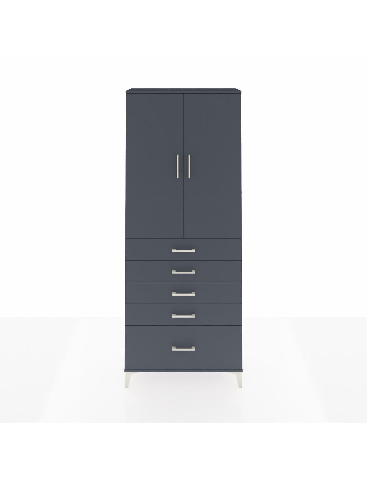 Arges Dolap 2 Raflı 5 Çekmeceli 2 Kapaklı 88x30x221 Antrasit-Antrasit