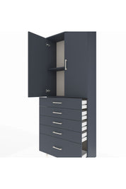 Arges Dolap 2 Raflı 5 Çekmeceli 2 Kapaklı 88x30x221 Antrasit-Antrasit