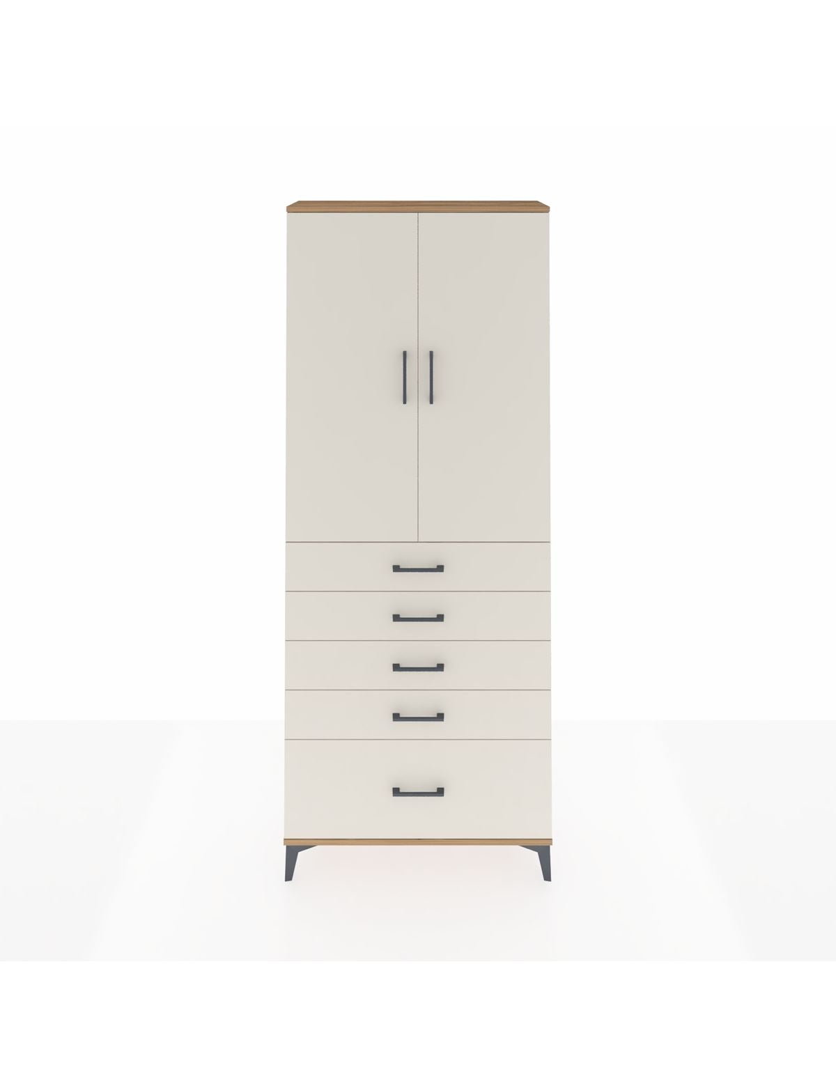 Arges Dolap 2 Raflı 5 Çekmeceli 2 Kapaklı 88x30x221 Çam-Aytaşı