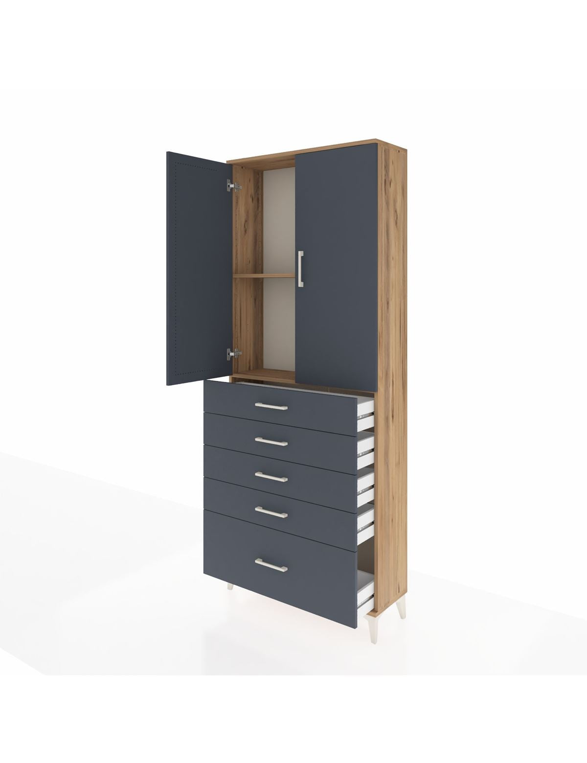 Arges Dolap 2 Raflı 5 Çekmeceli 2 Kapaklı 88x30x221 - S30M128V8A