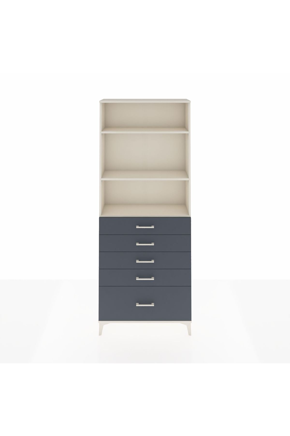 Arges Dolap 3 Raflı 5 Çekmeceli 88x30x221 Aytaşı-Antrasit