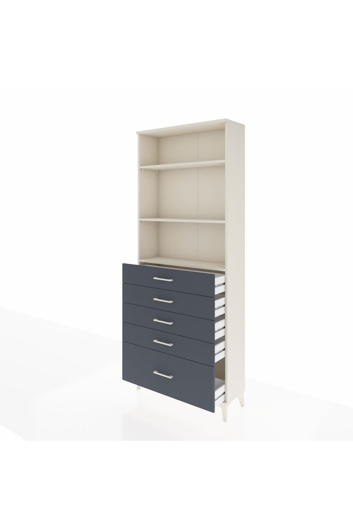 Arges Dolap 3 Raflı 5 Çekmeceli 88x30x221 Aytaşı-Antrasit