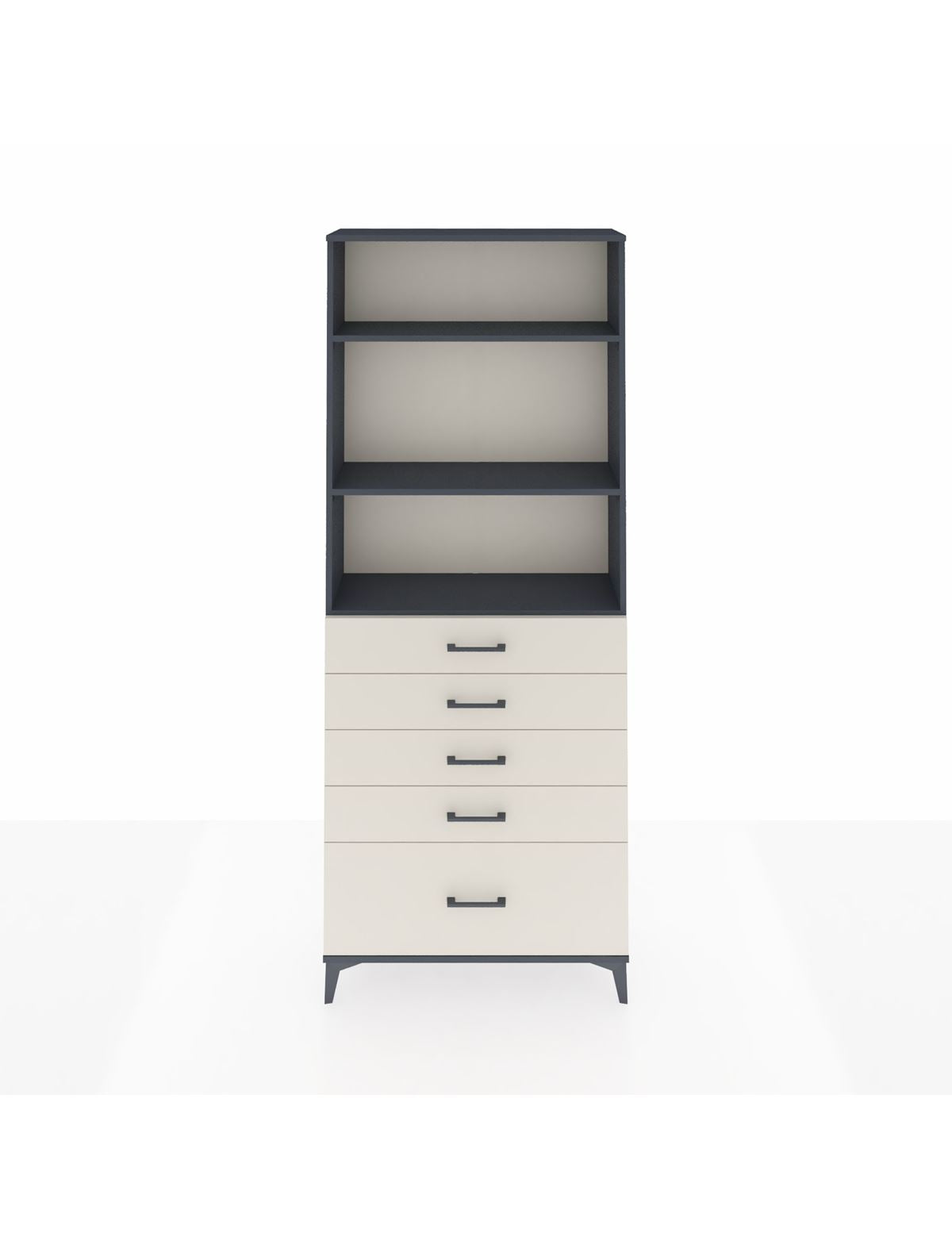 Arges Dolap 3 Raflı 5 Çekmeceli 88x30x221 Antrasit-Aytaşı