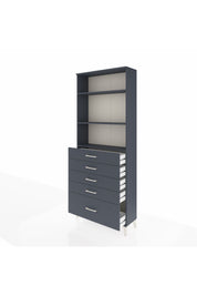 Arges Dolap 3 Raflı 5 Çekmeceli 88x30x221 Antrasit-Antrasit