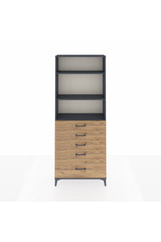 Arges Dolap 3 Raflı 5 Çekmeceli 88x30x221 Antrasit-Çam