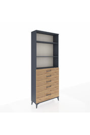 Arges Dolap 3 Raflı 5 Çekmeceli 88x30x221 Antrasit-Çam