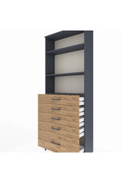 Arges Dolap 3 Raflı 5 Çekmeceli 88x30x221 Antrasit-Çam