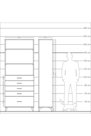 Arges Dolap 3 Raflı 5 Çekmeceli 88x30x221 Antrasit-Çam