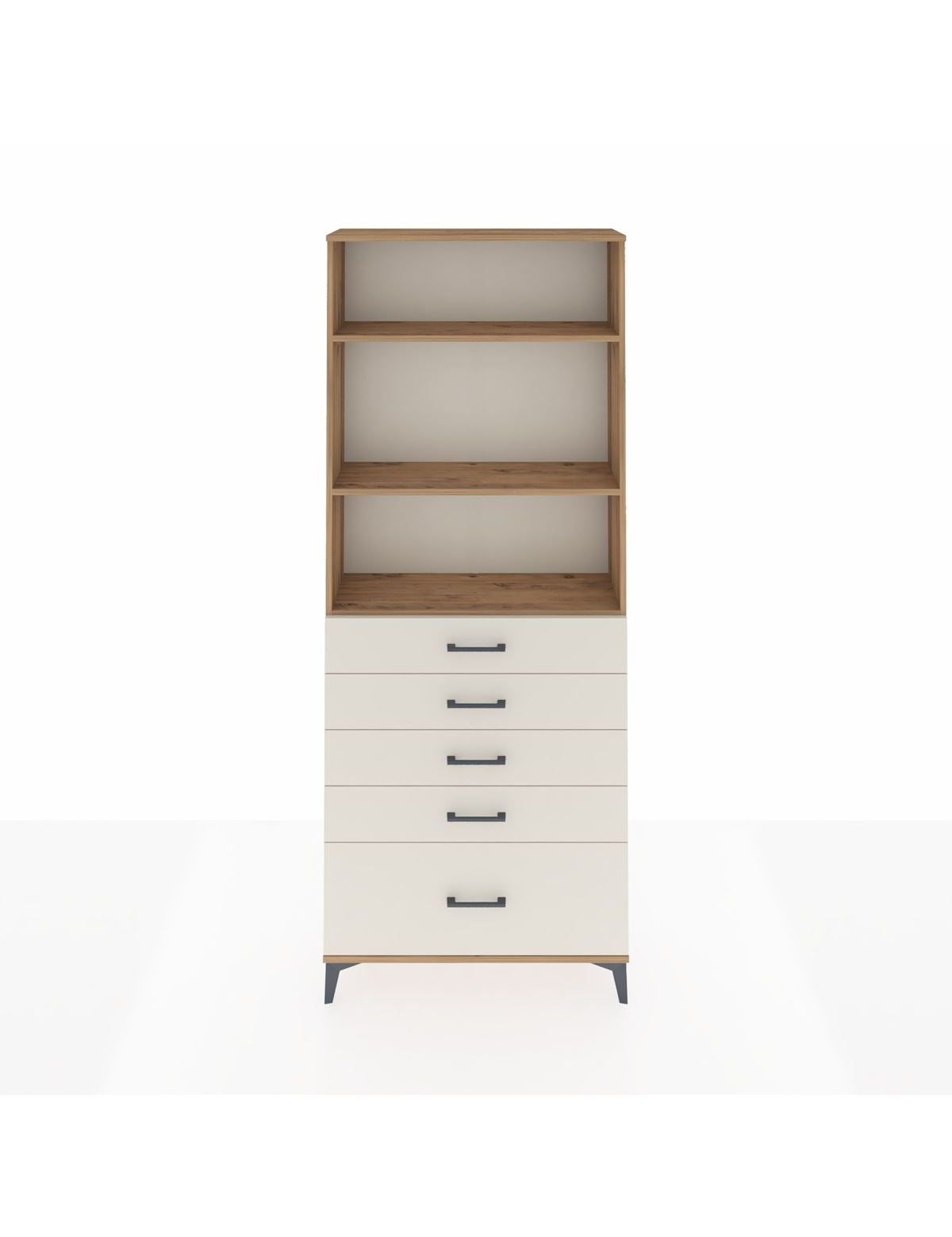 Arges Dolap 3 Raflı 5 Çekmeceli 88x30x221 Çam-Aytaşı