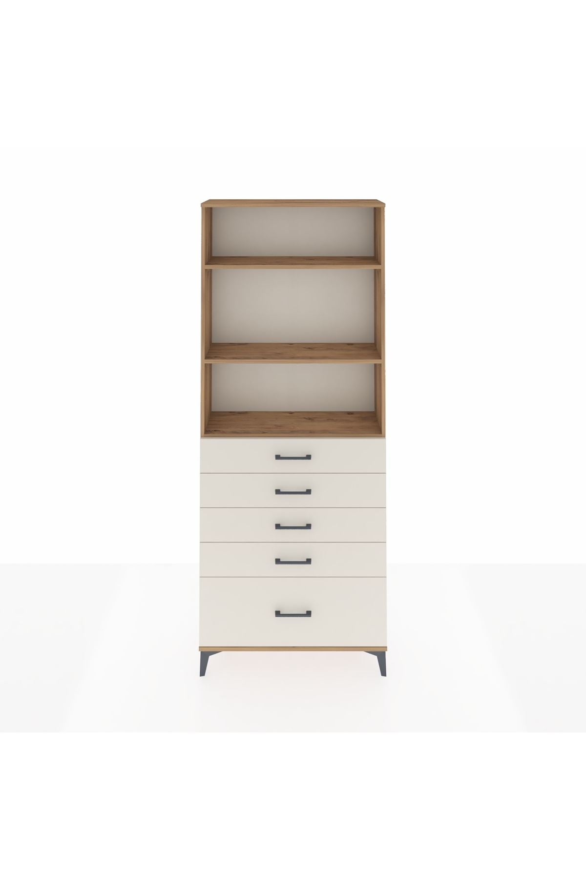Arges Dolap 3 Raflı 5 Çekmeceli 88x30x221 Çam-Aytaşı