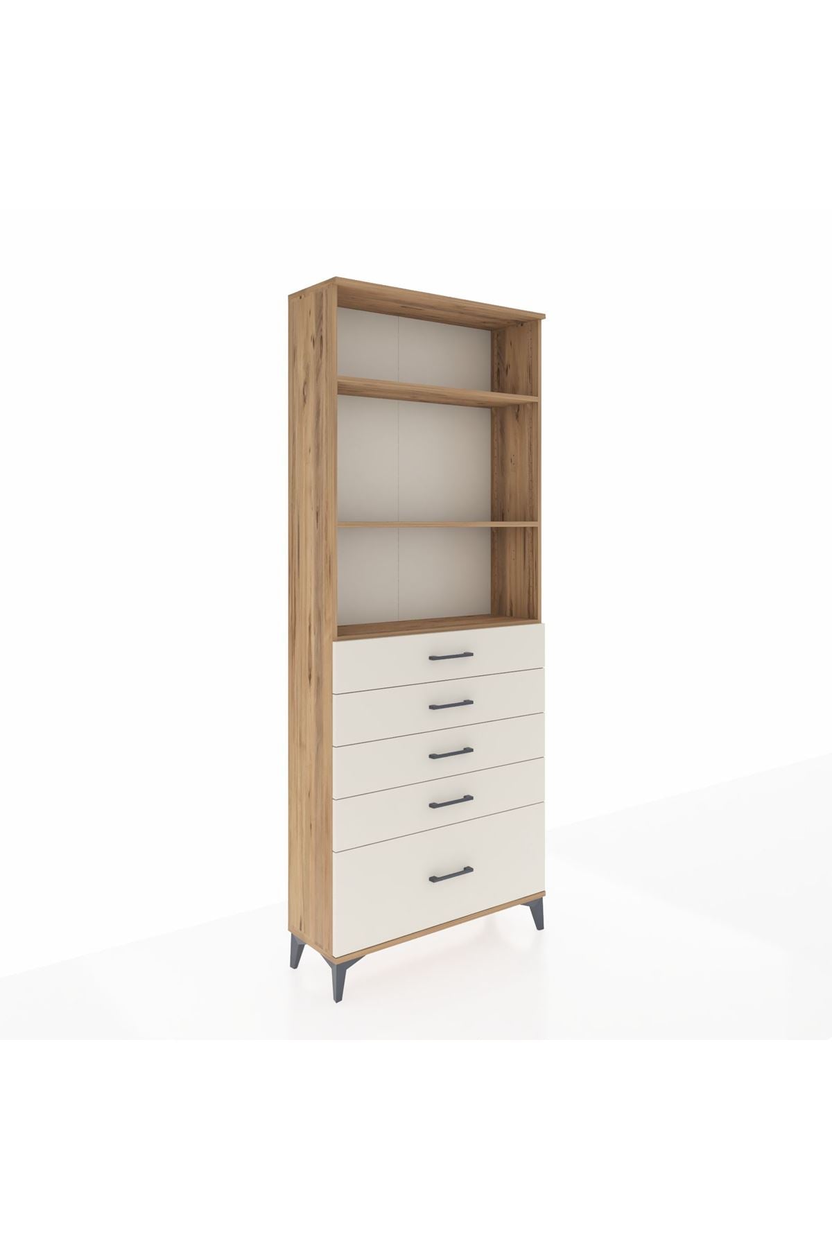 Arges Dolap 3 Raflı 5 Çekmeceli 88x30x221 Çam-Aytaşı