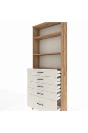 Arges Dolap 3 Raflı 5 Çekmeceli 88x30x221 Çam-Aytaşı