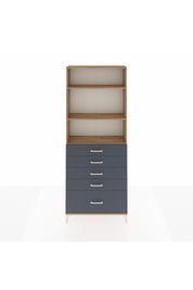 Arges Dolap 3 Raflı 5 Çekmeceli 88x30x221 Çam-Antrasit