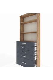 Arges Dolap 3 Raflı 5 Çekmeceli 88x30x221 Çam-Antrasit