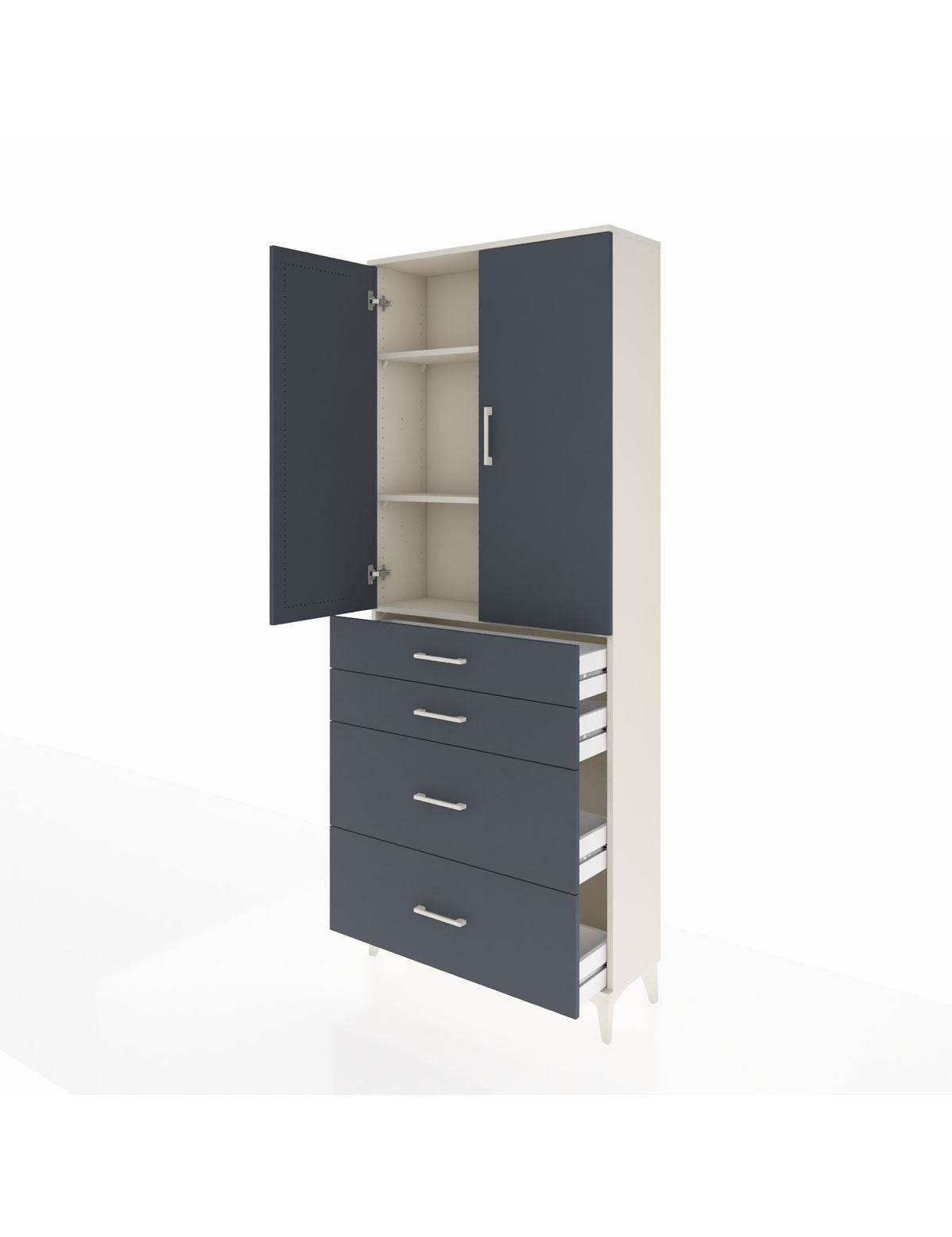 Arges Dolap 3 Raflı 4 Çekmeceli 2 Kapaklı 88x30x221 - S30M130V2A