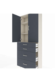 Arges Dolap 3 Raflı 4 Çekmeceli 2 Kapaklı 88x30x221 Aytaşı-Antrasit