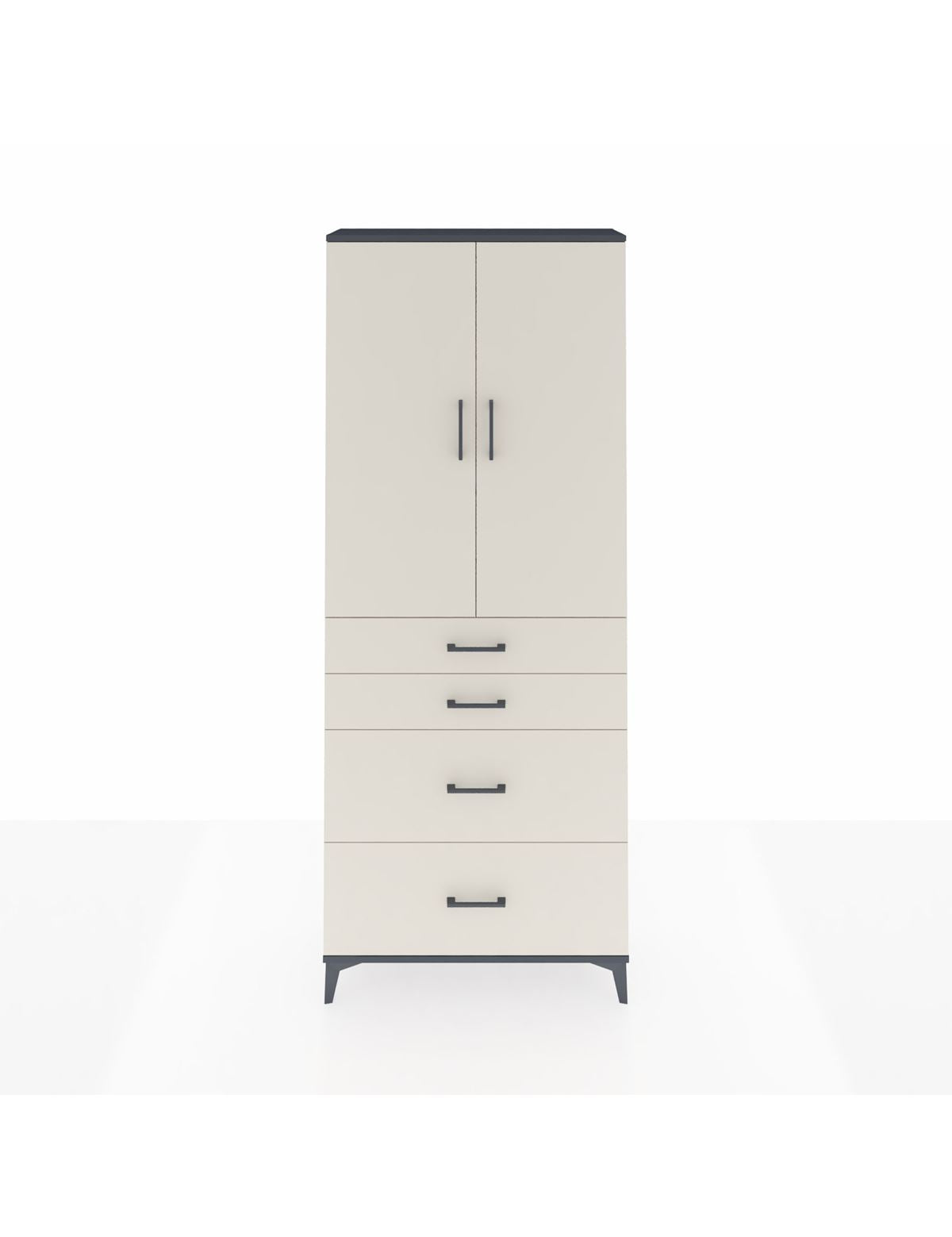 Arges Dolap 3 Raflı 4 Çekmeceli 2 Kapaklı 88x30x221 Antrasit-Aytaşı