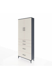 Arges Dolap 3 Raflı 4 Çekmeceli 2 Kapaklı 88x30x221 Antrasit-Aytaşı