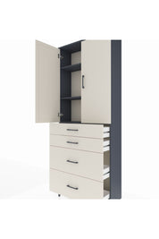 Arges Dolap 3 Raflı 4 Çekmeceli 2 Kapaklı 88x30x221 Antrasit-Aytaşı