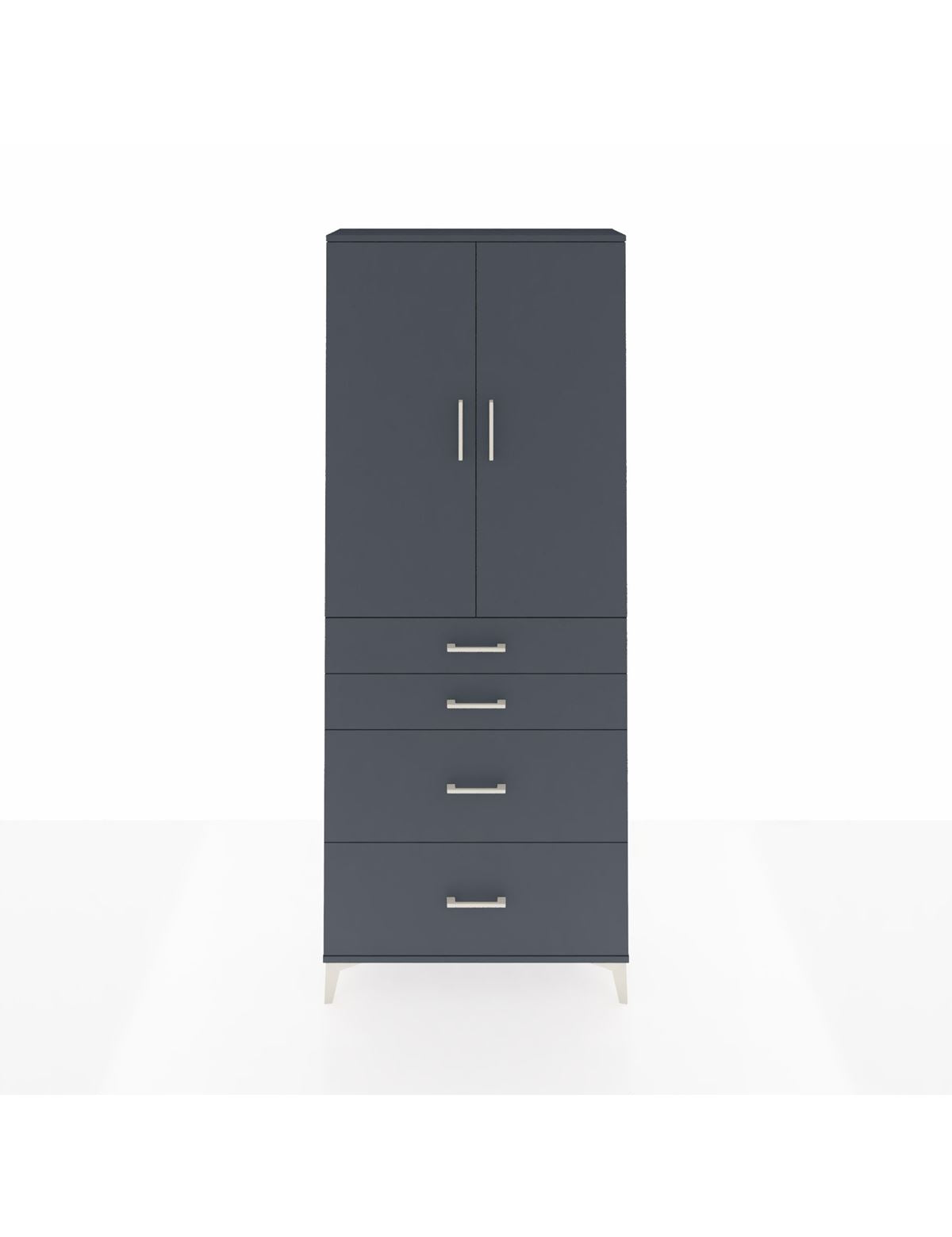 Arges Dolap 3 Raflı 4 Çekmeceli 2 Kapaklı 88x30x221 Antrasit-Antrasit