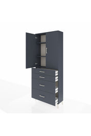 Arges Dolap 3 Raflı 4 Çekmeceli 2 Kapaklı 88x30x221 Antrasit-Antrasit