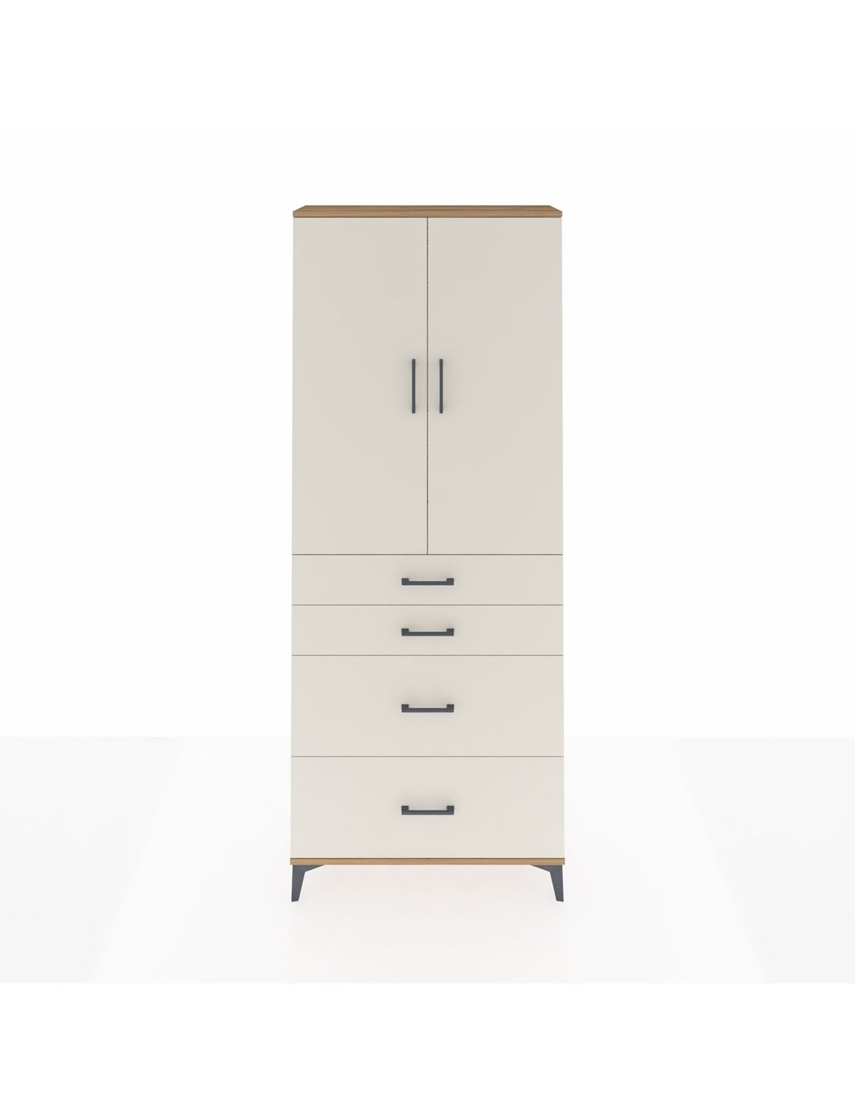 Arges Dolap 3 Raflı 4 Çekmeceli 2 Kapaklı 88x30x221 Çam-Aytaşı