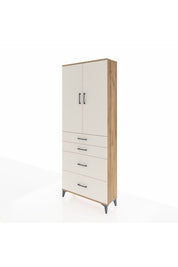 Arges Dolap 3 Raflı 4 Çekmeceli 2 Kapaklı 88x30x221 Çam-Aytaşı