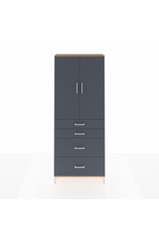 Arges Dolap 3 Raflı 4 Çekmeceli 2 Kapaklı 88x30x221 Çam-Antrasit