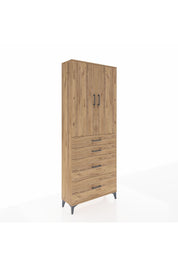 Arges Dolap 3 Raflı 4 Çekmeceli 2 Kapaklı 88x30x221 Çam-Çam