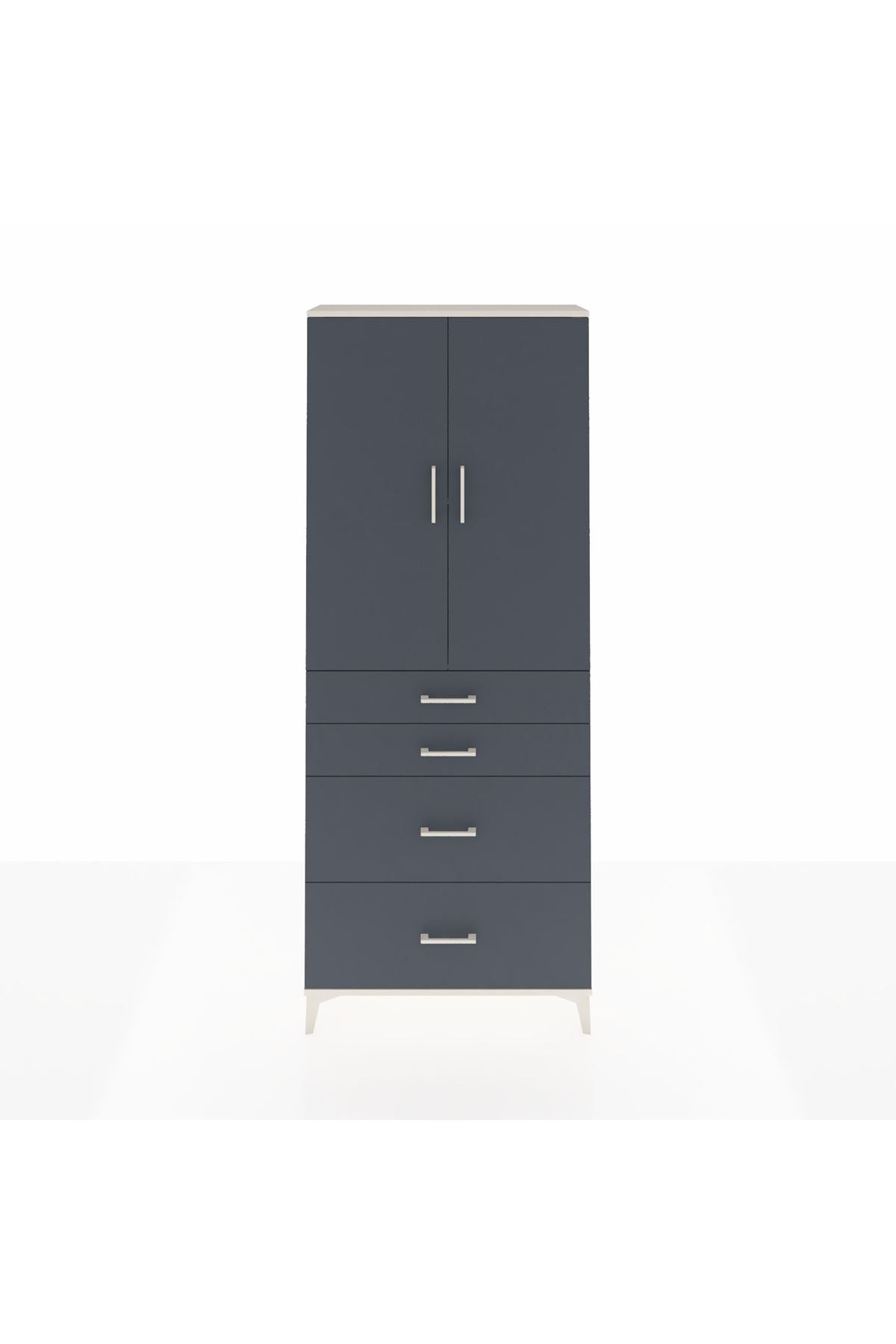 Arges Dolap 2 Raflı 4 Çekmeceli 2 Kapaklı 88x30x221 Aytaşı-Antrasit