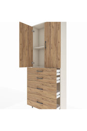 Arges Dolap 2 Raflı 4 Çekmeceli 2 Kapaklı 88x30x221 Aytaşı-Çam