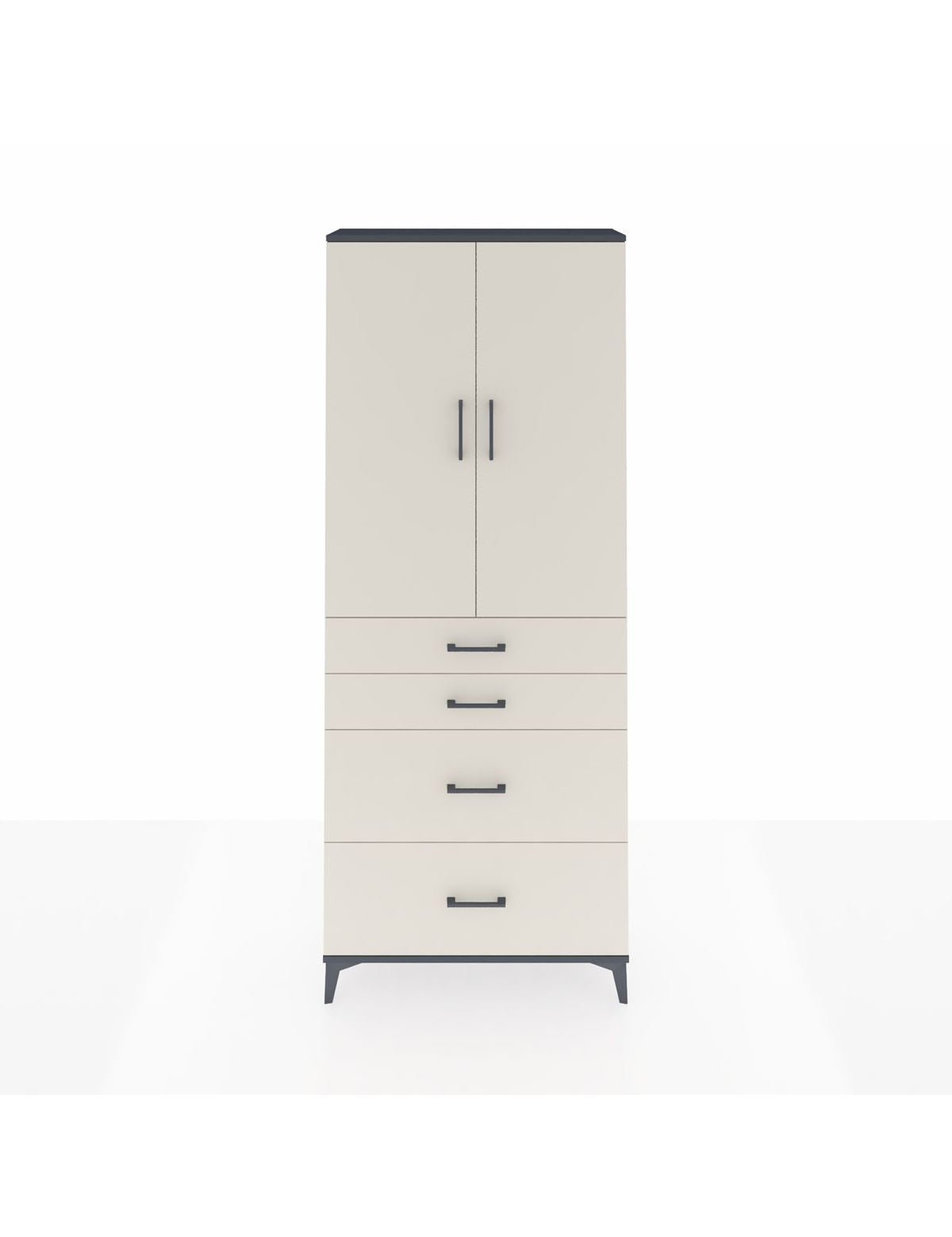 Arges Dolap 2 Raflı 4 Çekmeceli 2 Kapaklı 88x30x221 Antrasit-Aytaşı