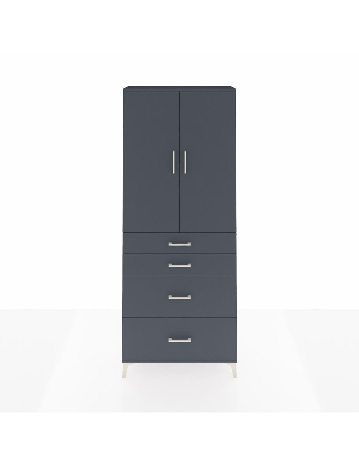 Arges Dolap 2 Raflı 4 Çekmeceli 2 Kapaklı 88x30x221 Antrasit-Antrasit