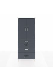 Arges Dolap 2 Raflı 4 Çekmeceli 2 Kapaklı 88x30x221 Antrasit-Antrasit