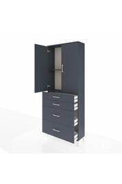 Arges Dolap 2 Raflı 4 Çekmeceli 2 Kapaklı 88x30x221 Antrasit-Antrasit