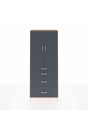 Arges Dolap 2 Raflı 4 Çekmeceli 2 Kapaklı 88x30x221 Çam-Antrasit