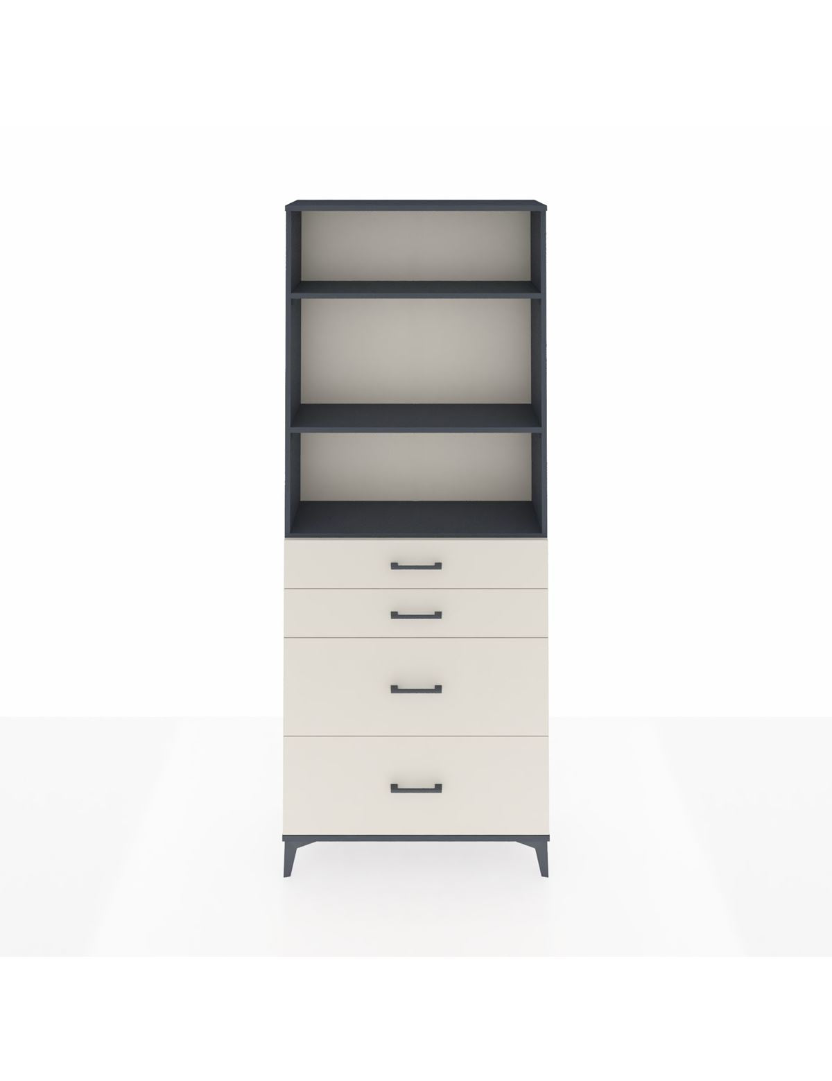 Arges Dolap 3 Raflı 4 Çekmeceli 88x30x221 Antrasit-Aytaşı