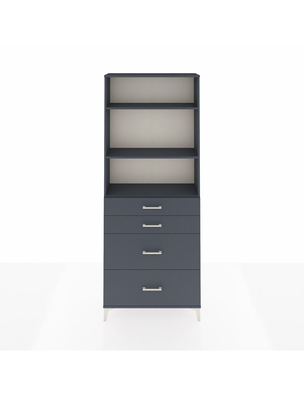 Arges Dolap 3 Raflı 4 Çekmeceli 88x30x221 Antrasit-Antrasit