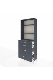 Arges Dolap 3 Raflı 4 Çekmeceli 88x30x221 Antrasit-Antrasit