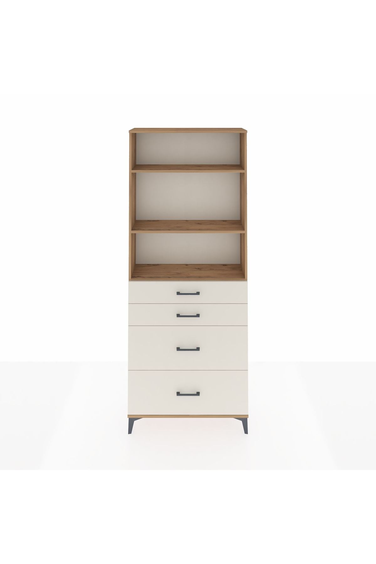 Arges Dolap 3 Raflı 4 Çekmeceli 88x30x221 Çam-Aytaşı