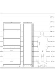 Arges Dolap 3 Raflı 4 Çekmeceli 88x30x221 Çam-Aytaşı