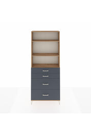 Arges Dolap 3 Raflı 4 Çekmeceli 88x30x221 Çam-Antrasit