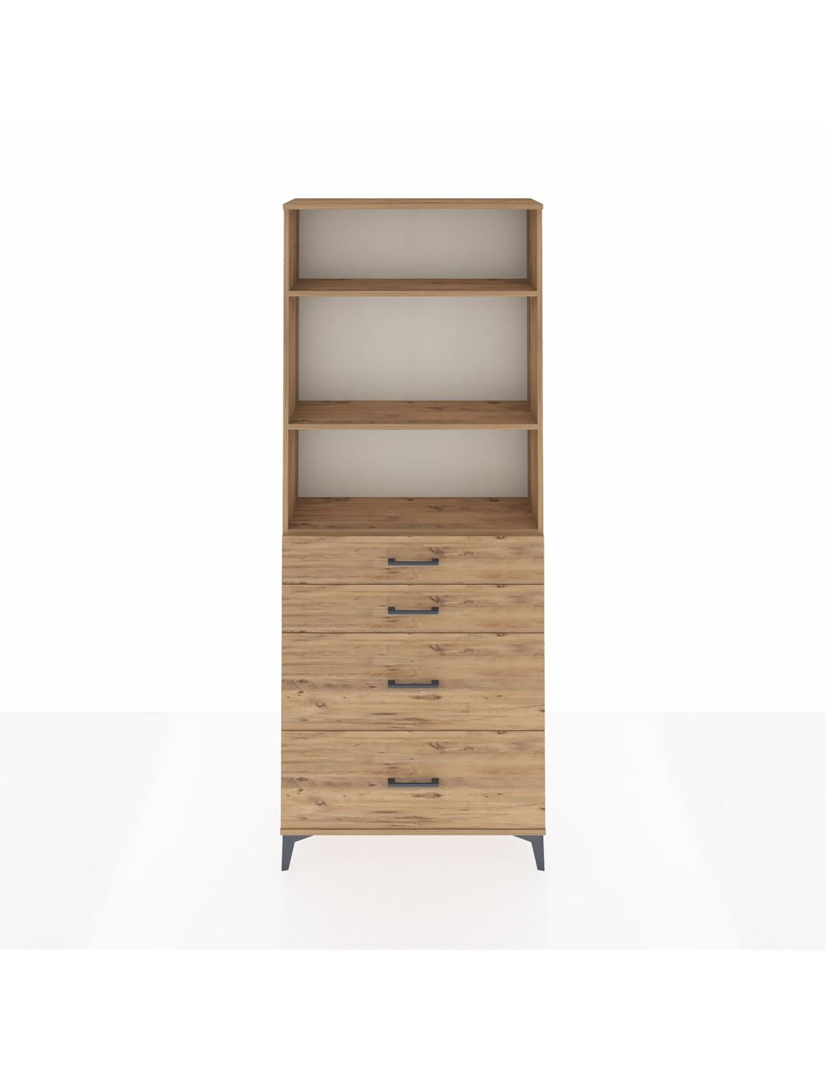 Arges Dolap 3 Raflı 4 Çekmeceli 88x30x221 Çam-Çam