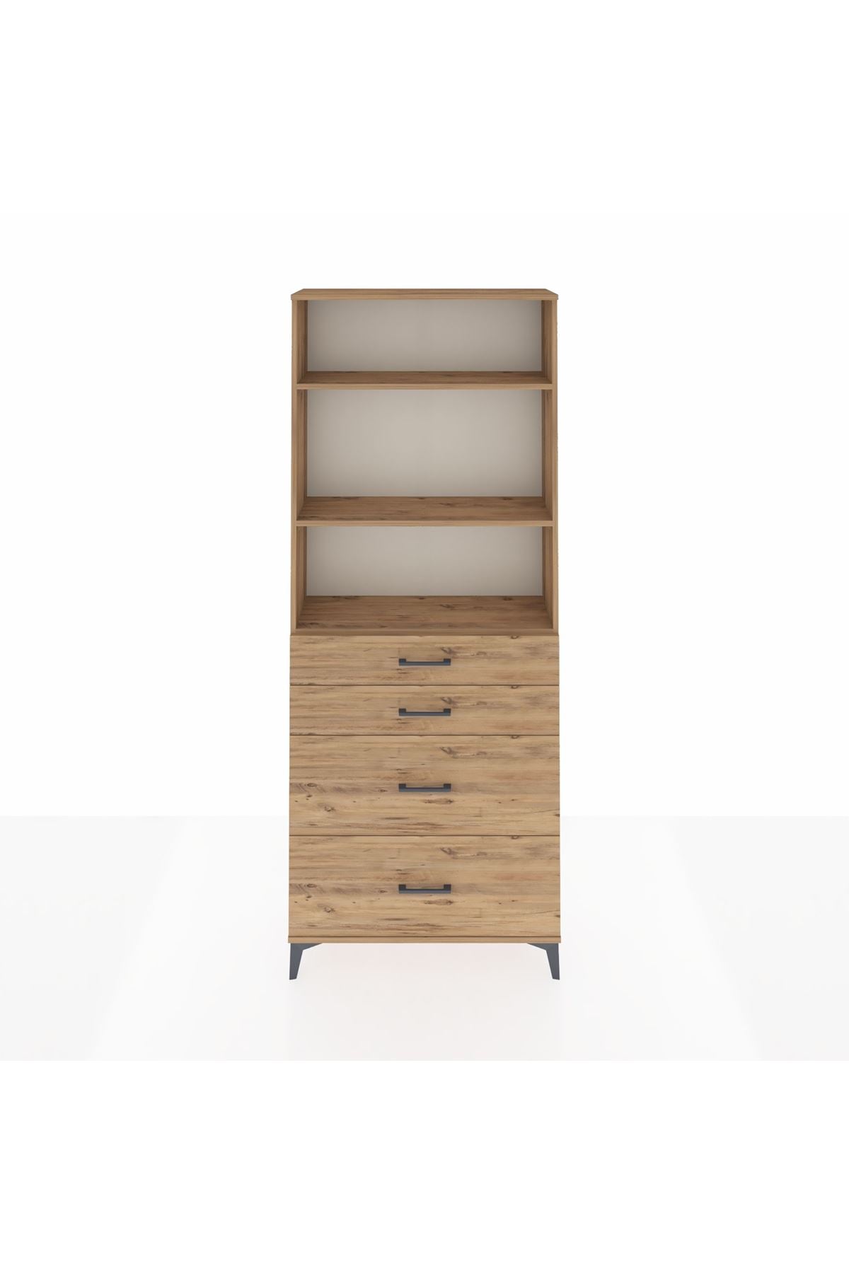 Arges Dolap 3 Raflı 4 Çekmeceli 88x30x221 Çam-Çam