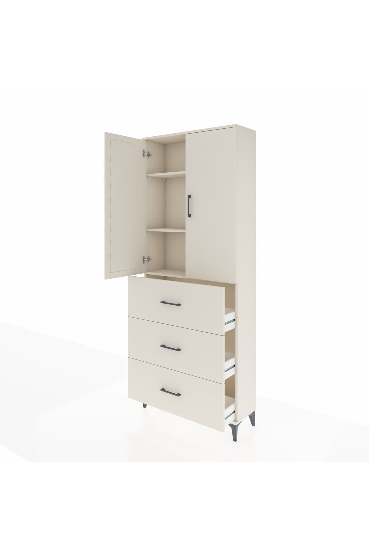 Arges Dolap 3 Raflı 3 Çekmeceli 2 Kapaklı 88x30x221 Aytaşı-Aytaşı