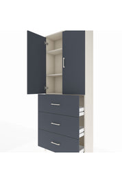 Arges Dolap 3 Raflı 3 Çekmeceli 2 Kapaklı 88x30x221 Aytaşı-Antrasit