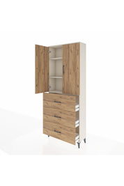 Arges Dolap 3 Raflı 3 Çekmeceli 2 Kapaklı 88x30x221 Aytaşı-Çam