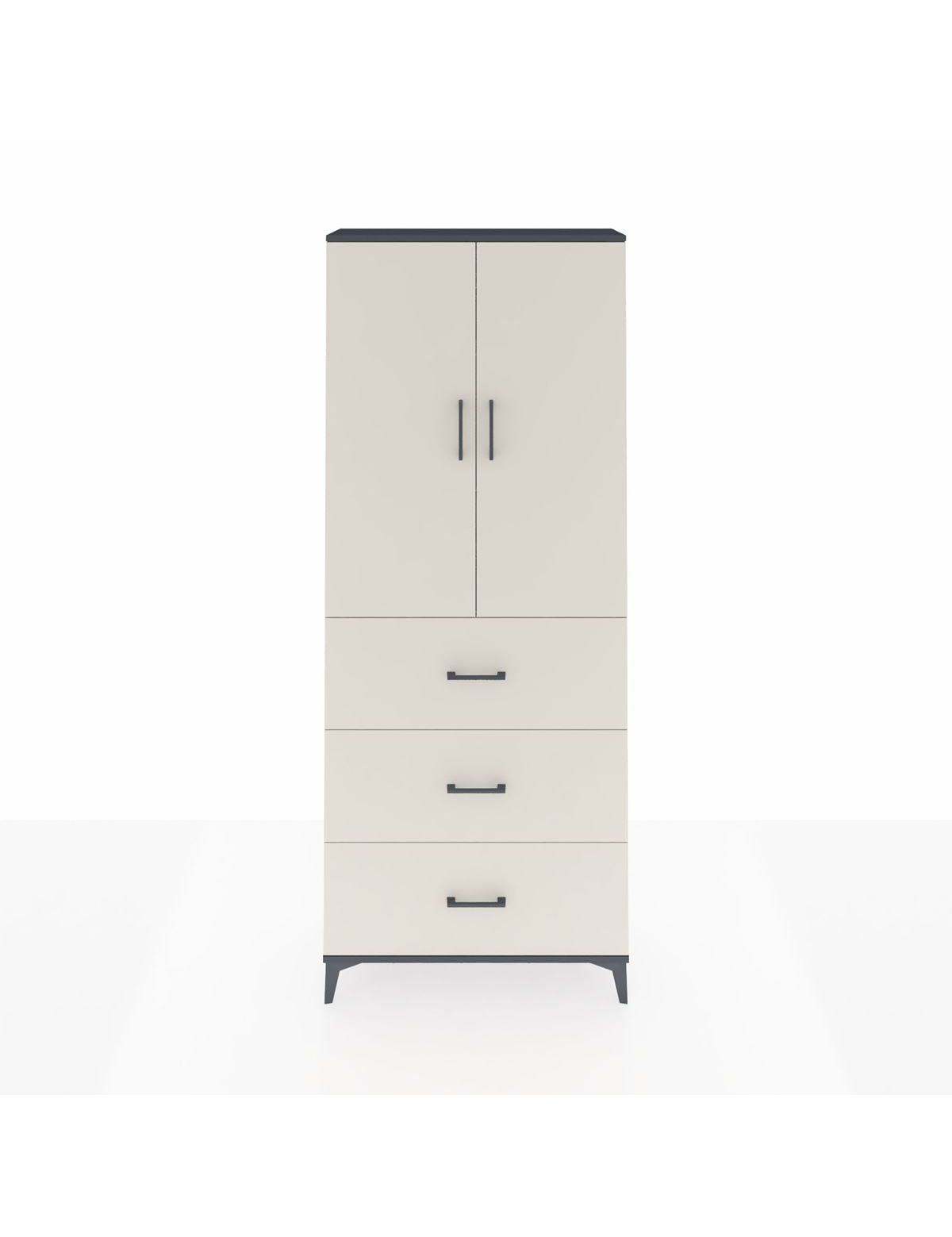 Arges Dolap 3 Raflı 3 Çekmeceli 2 Kapaklı 88x30x221 Antrasit-Aytaşı