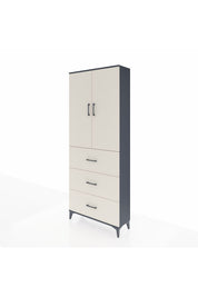 Arges Dolap 3 Raflı 3 Çekmeceli 2 Kapaklı 88x30x221 Antrasit-Aytaşı